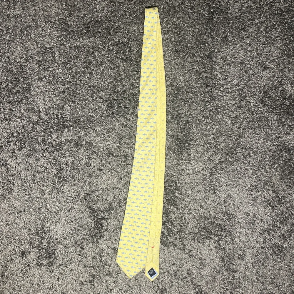 Tommy Hilfiger Yellow Tie With‎ Sharks 100% Silk